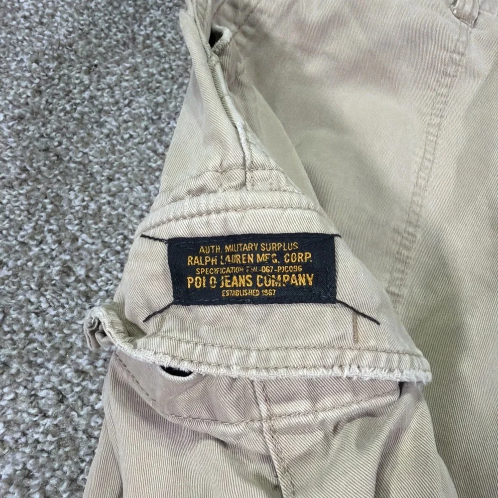 Polo Jeans Military Surplus Cargo Shorts Y2k Beige Essentials Size 34 Waist